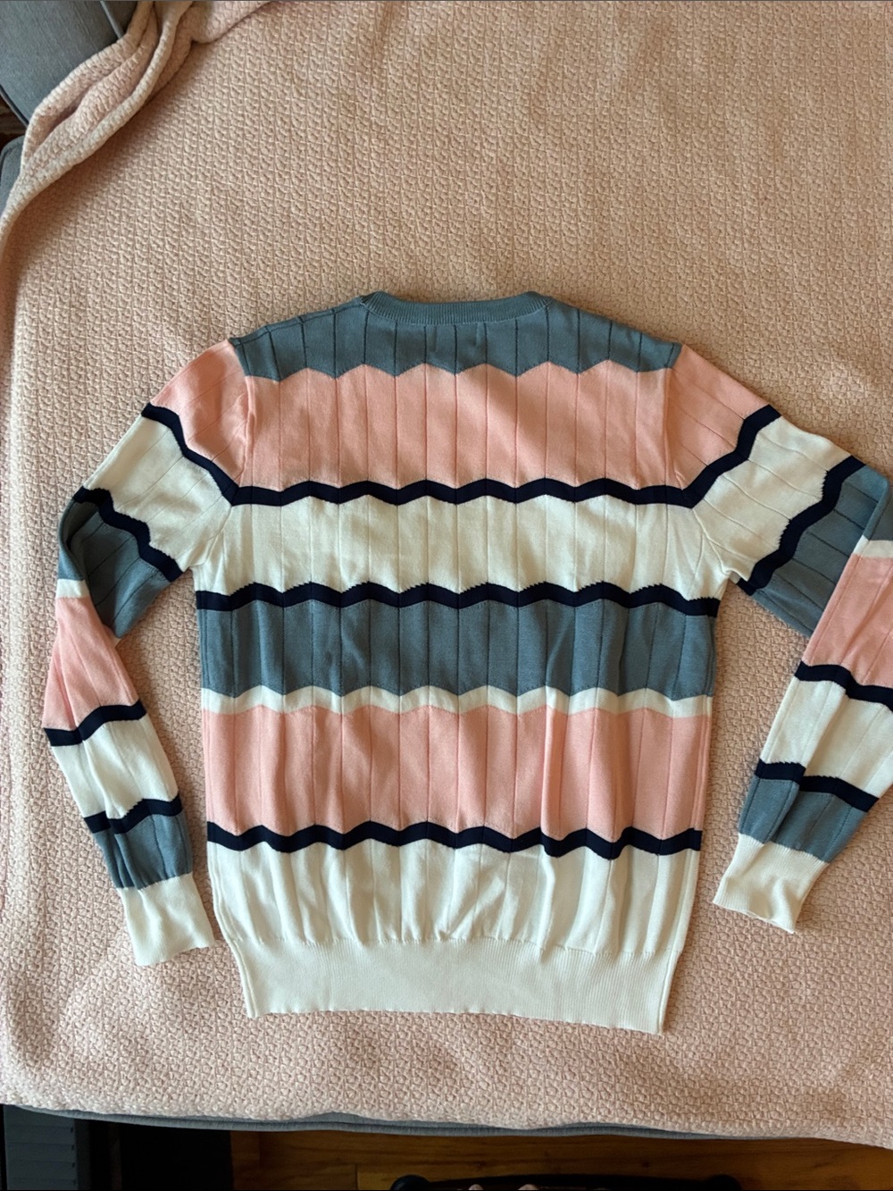 YAL Striped Crewneck Sweater in Pink, Blue & White - Picture 8 of 12